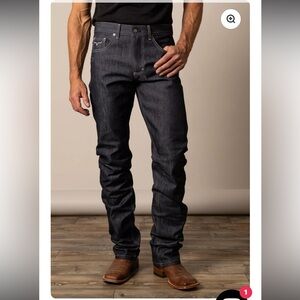 Kimes James Men's Indigo Straight Leg Midrise Fit Raw Denim Jeans.  Size 32X32